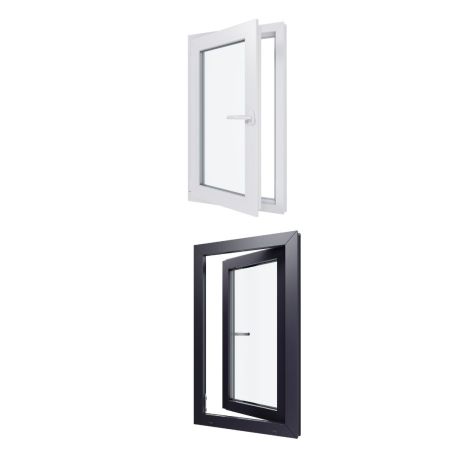 Ventana de PVC - LxH 600x1000 mm - Acristalamiento triple - Interior bicolor blanco/exterior antracita Manilla derecha