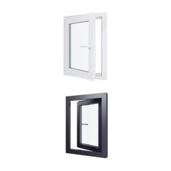 Ventana de PVC - LxH 600x800 mm - Acristalamiento triple - Interior bicolor blanco/exterior antracita - Manilla derecha