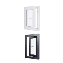 Ventana de PVC - HxL 500x800 mm - Acristalamiento triple - Interior bicolor blanco/exterior antracita - Manilla derecha