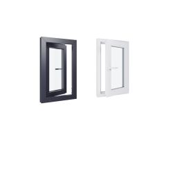 Ventana de PVC - LxA 500x800 mm - Acristalamiento triple - Interior bicolor blanco / Exterior antracita Manilla izquierda