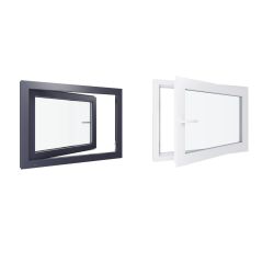 Ventana de PVC - LxH 1000x700 mm - Acristalamiento triple - Interior bicolor blanco / Exterior antracita Manilla izquierda