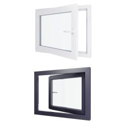 Ventana de PVC - LxH 900x700 mm - Acristalamiento triple - Interior bicolor blanco / Exterior antracita Manilla derecha