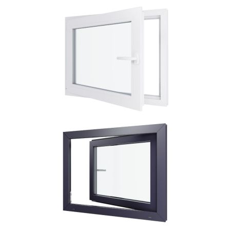 Ventana de PVC - LxH 900x700 mm - Acristalamiento triple - Interior bicolor blanco / Exterior antracita Manilla derecha