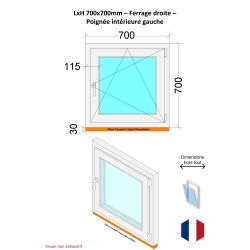 Finestra in PVC - LxH 700x700 mm - Triplo vetro - Interno bicolore bianco/esterno antracite maniglia sinistra