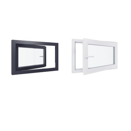 Ventana de PVC - LxH 1000x600 mm - Acristalamiento triple - Interior bicolor blanco/exterior antracita Manilla izquierda