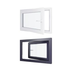 Ventana de PVC - LxH 900x600 mm - Acristalamiento triple - Interior bicolor blanco/exterior antracita Manilla derecha