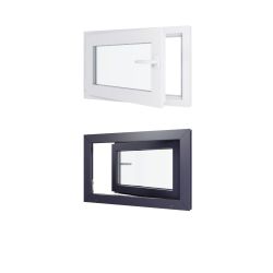 Ventana de PVC - LxH 800x500 mm - Acristalamiento triple - Interior bicolor blanco/exterior antracita - Manilla derecha