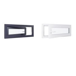 Fenêtre PVC - LxH 1000x400 mm -Triple Vitrage - Bicolore blanc int/anthracite ext-poignée à gauche