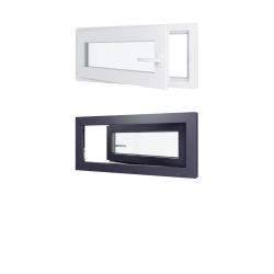 Ventana de PVC - LxH 900x400 mm - Acristalamiento triple - Interior bicolor blanco / exterior antracita - Manilla derecha