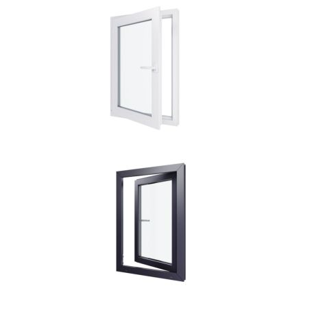 Ventana de PVC - HxL 800x1000 mm - Acristalamiento triple - Interior bicolor blanco/exterior antracita - Manilla derecha