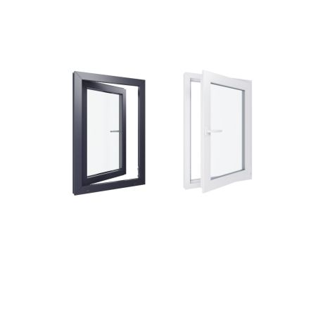 Ventana de PVC - HxL 800x1000 mm - Acristalamiento triple - Interior bicolor blanco / Exterior antracita Manilla izquierda