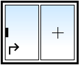 2 vantaux coulissant droite (poignée à gauche)